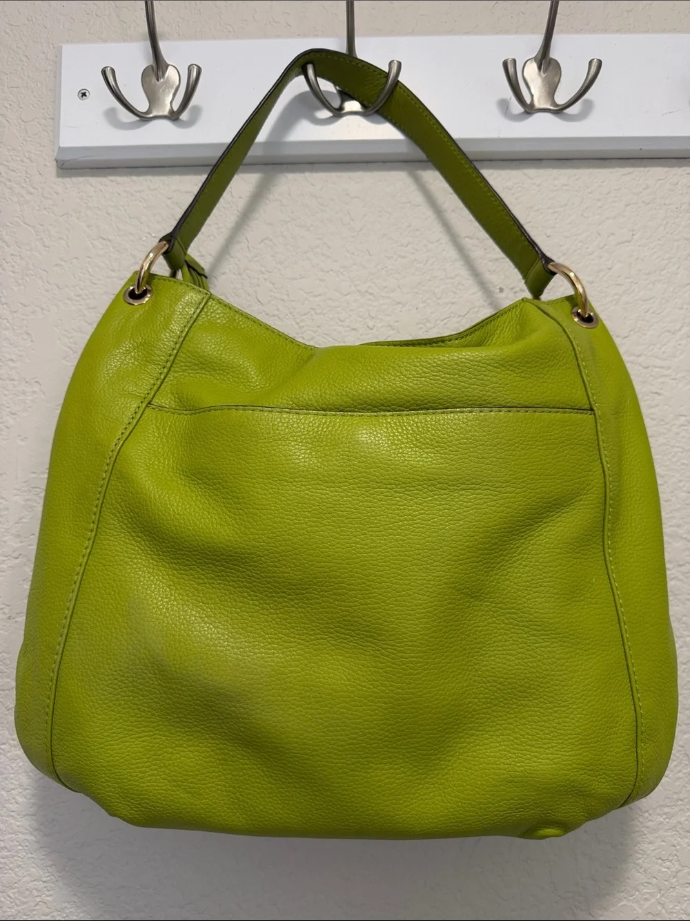 Michael Kors Leather Charm Tassel Hobo Bag in lime green / pistachio.